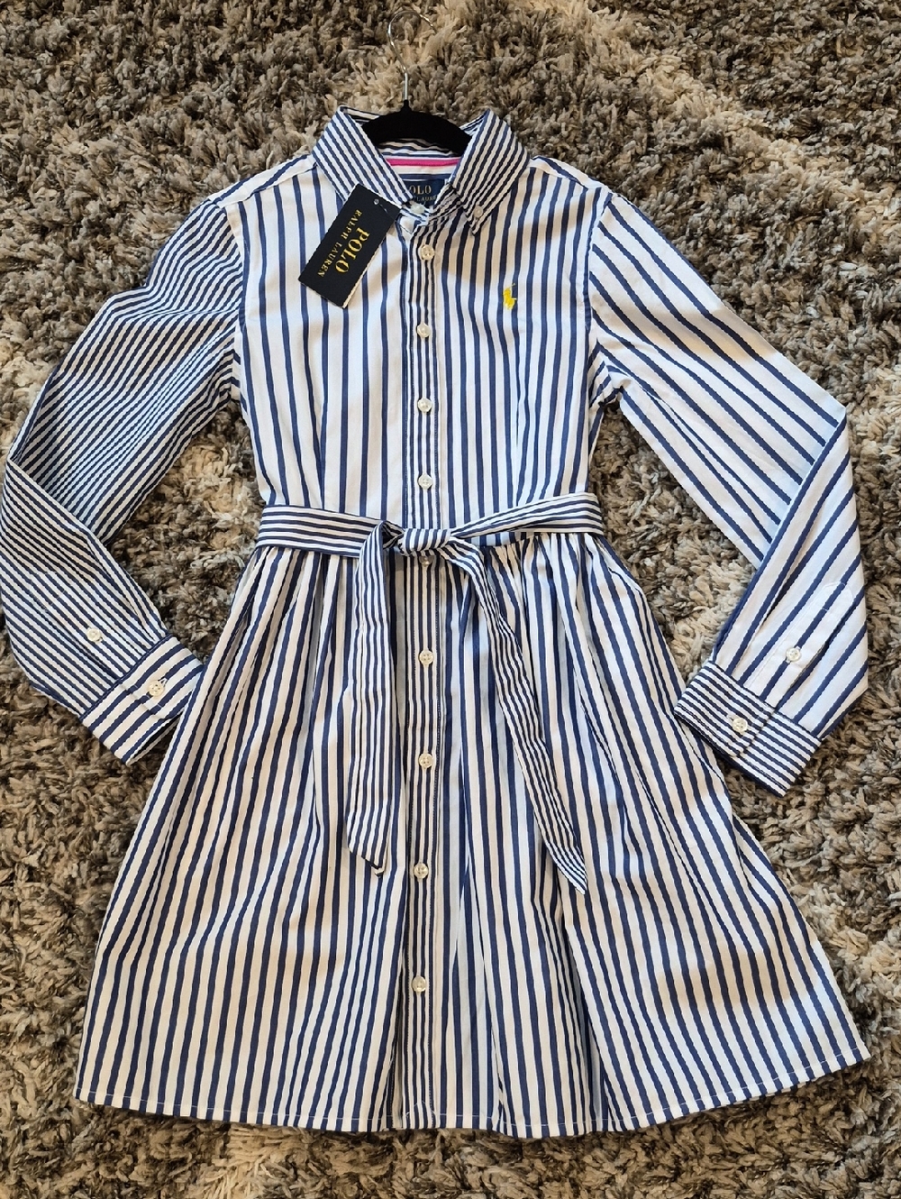 Polo Ralph Lauren Navy & White Striped Shirt Dress